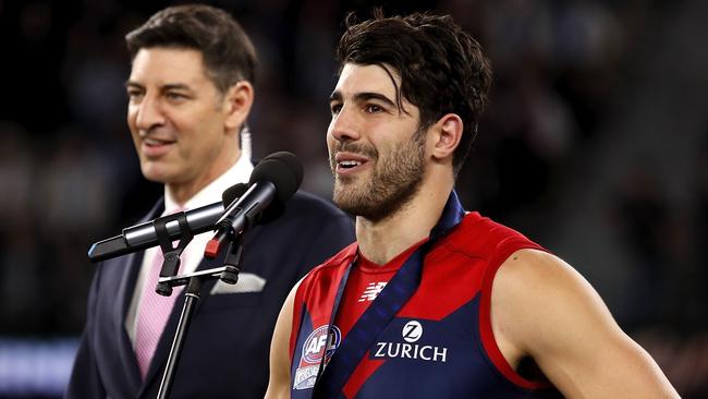 Petracca was unstoppable on Saturday night. (Photo by Dylan Burns/AFL Photos via Getty Images)