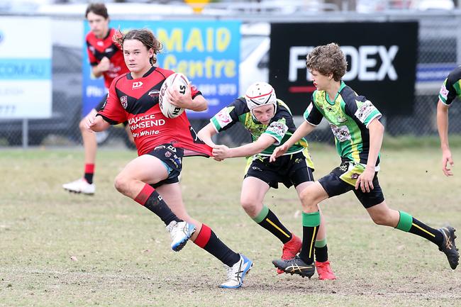 A Rugby League Gold Coast junior gala day at Burleigh Bears Junior Rugby League Club. Under 14s. Mudgeeraba vs Helensvale. Number 13 scoring 5 September 2021 Miami Picture by Richard Gosling