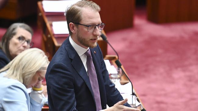 Opposition home affairs spokesman James Paterson says he does not understand how Fayez Elhasani passed the visa character test. Picture: NewsWire / Martin Ollman