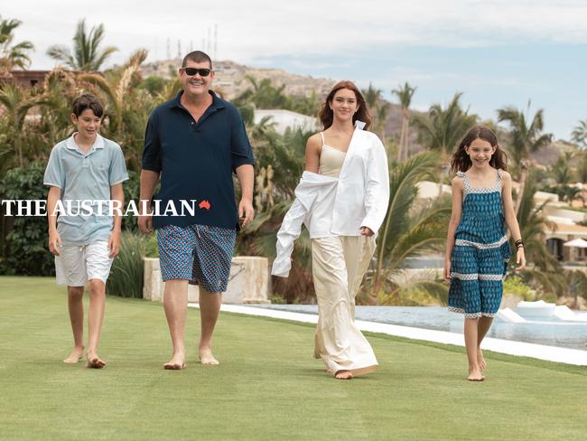 Packer, pictured with his children, has recently lost more than 30kg. Picture: Ana Badillo/Courtesy of The Australian