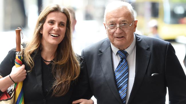 Kathy Jackson arrives at the trade union royal commission hearings in Sydney last August with David Rofe.