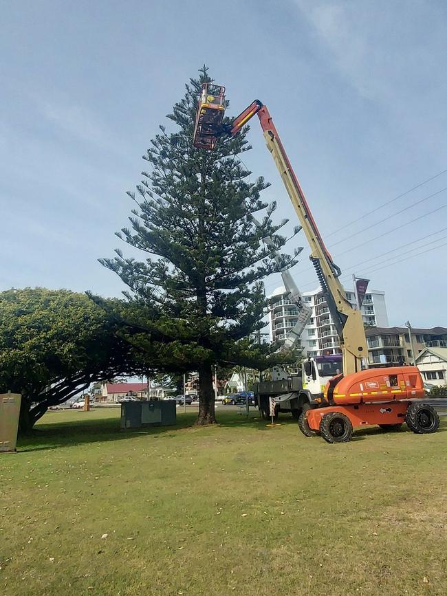 The lights going up at Tuncurry.