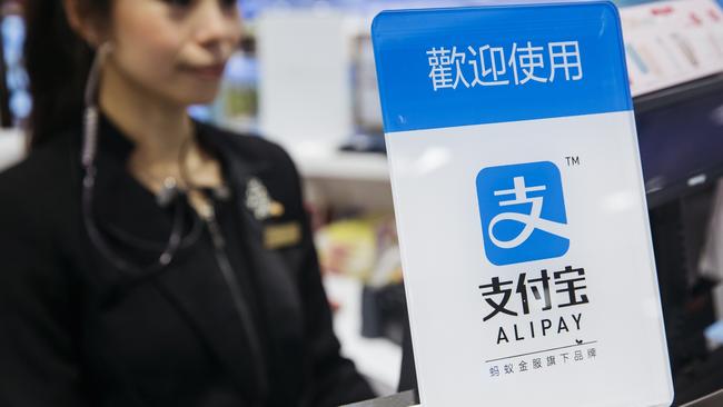 Signage for Alipay at a counter in a store in Hong Kong. Picture: Bloomberg