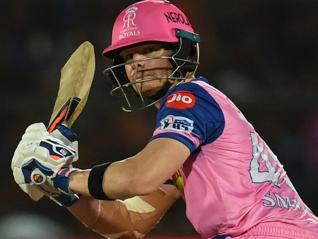 Steve Smith at the crease for the Rajasthan Royals in 2019. Picture: Money Sharma / AFP