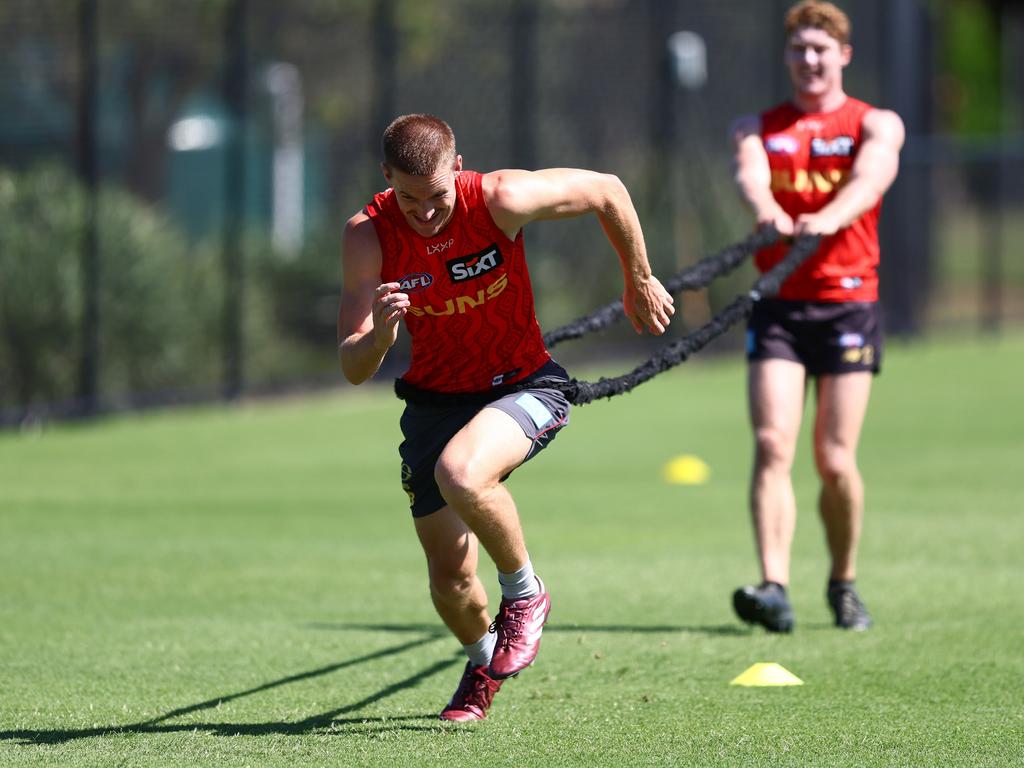 Anderson and Rowell at training. Picture: Getty Images