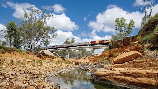 The Spirit of the Outback is seen crossing a bridge. Picture: Queensland Rail Travel