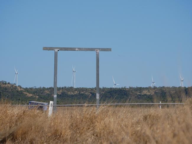 Wind turbines at Windlab’s Kennedy Energy Park at Prairie, near Hughenden, Queensland. Various companies are making moves to build renewable farms along the route of CopperString. Picture: Blair Jackson