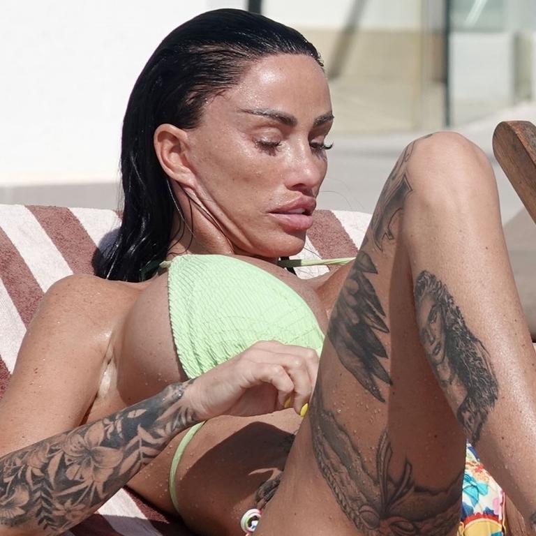 Despite her bankruptcy woes, Katie and her beau JJ Slater soaked up the blazing hot Cypriot sunshine out on the couple’s romantic getaway. Picture: BACKGRID