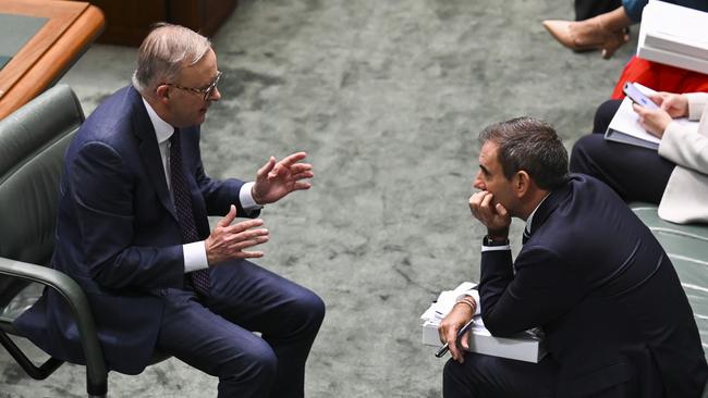 Prime Minister Anthony Albanese and Treasurer Jim Chalmers during Question Time.