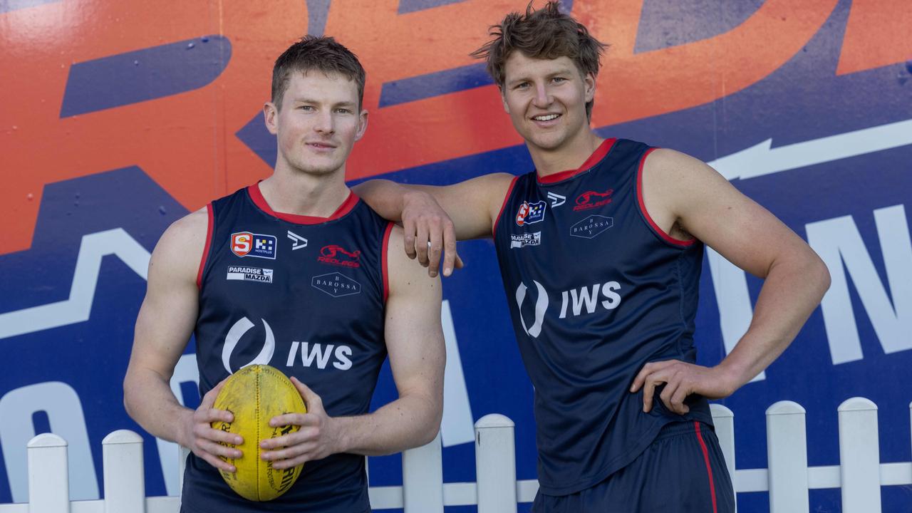 Izaak Twelftree (left) and Finn Heard at Norwood Oval this week. Picture: Kelly Barnes