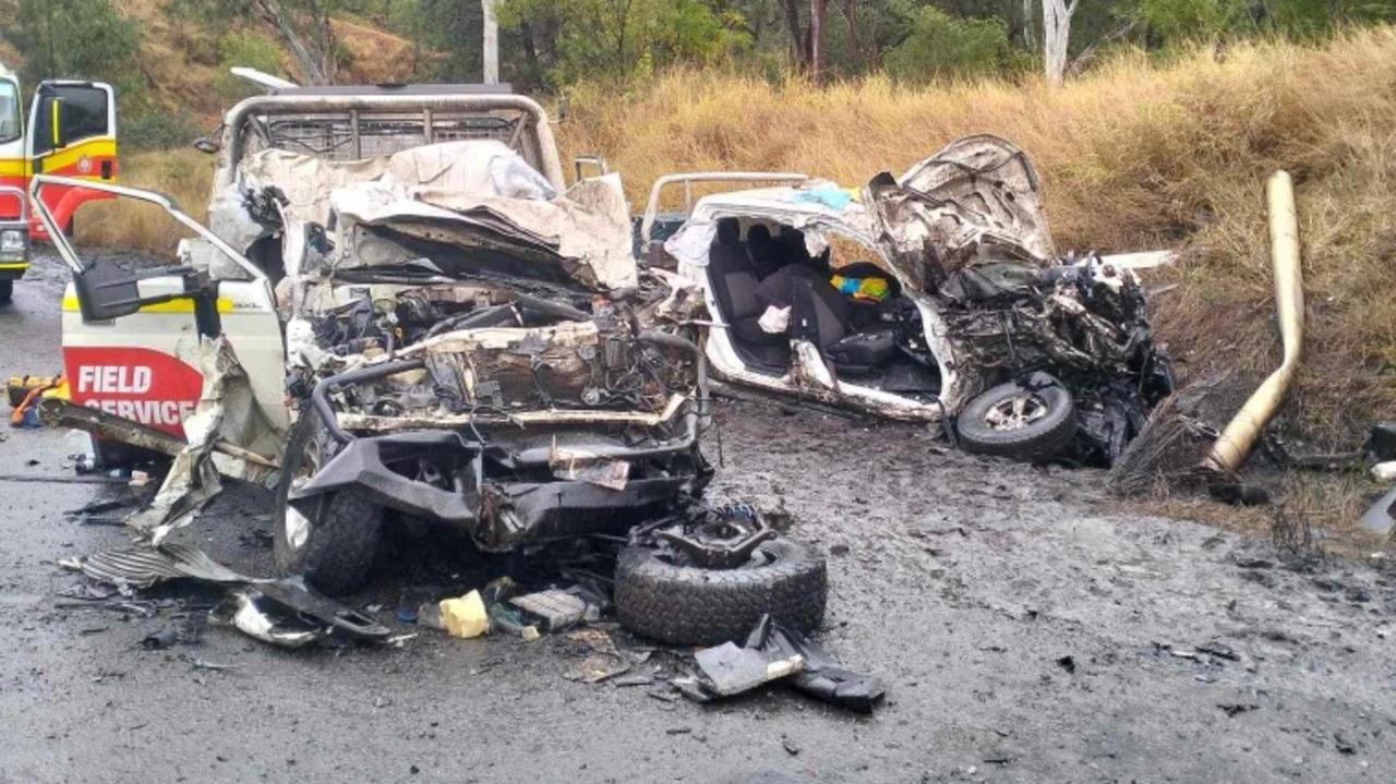 Photos show the shocking aftermath of a serious crash involving two utes and a tanker on Saraji Rd on July 4. Picture: Supplied