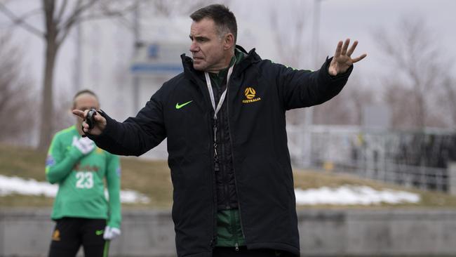 Matildas coach Ante Milicic takes training in Denver, Colorado. Picture: Tristan Furney 