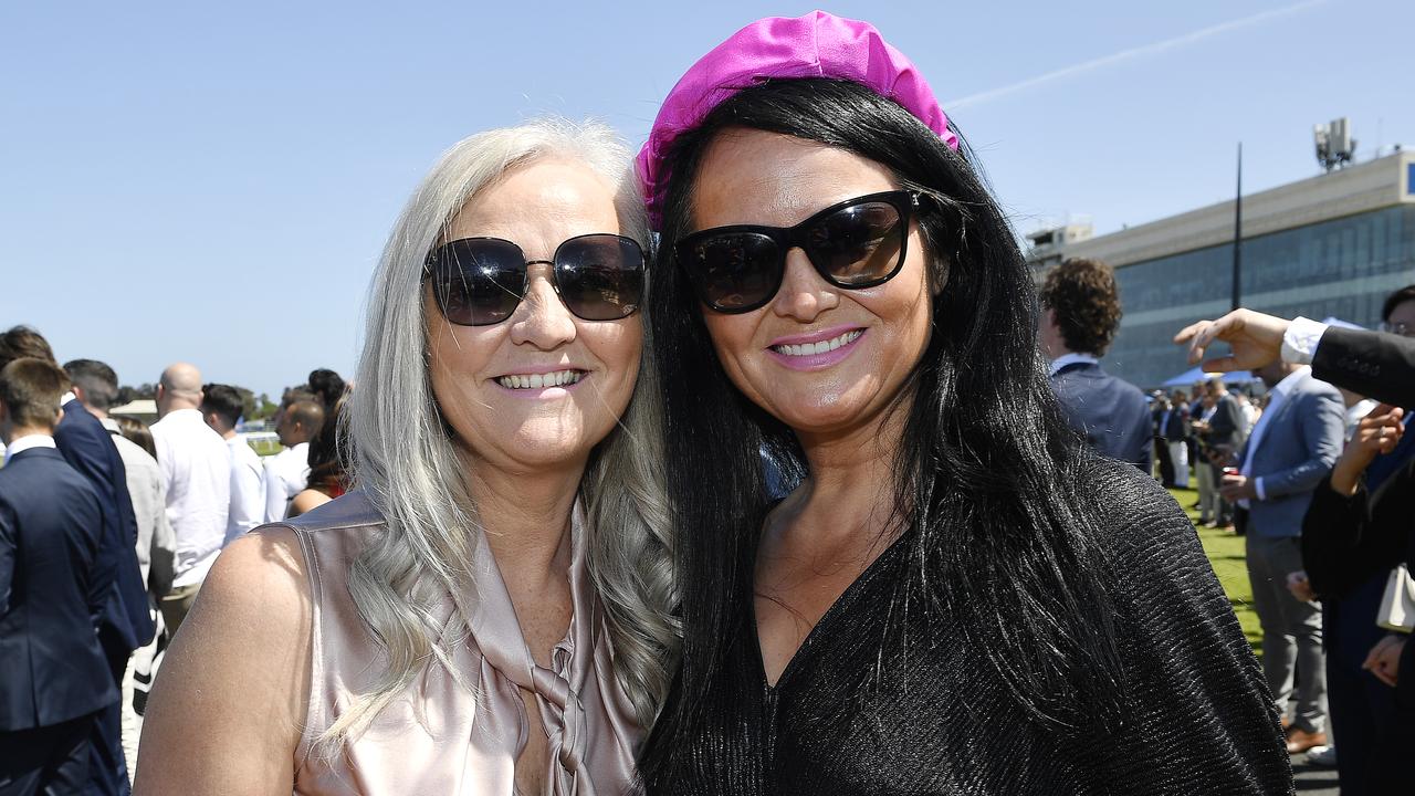 Caulfield Guineas horse race meeting, Caulfield, Victoria, Saturday 12th October 2024. Faces in the crowd. Pictured enjoying the race meeting are Tammy and Melissa. Picture: Andrew Batsch