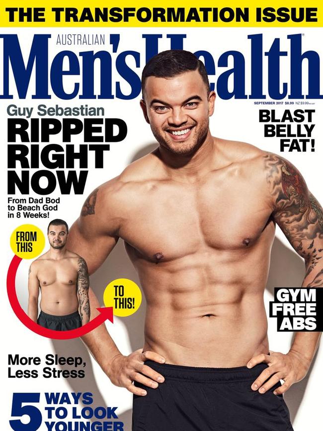 Guy Sebastian on the front cover of Men’s Health magazine. Picture: Jason Ierace for Men’s Health