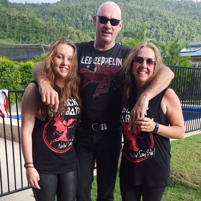 South Australian man Graham McBride with wife Nadene and daughter Kyah, who were killed in a horror bus crash in the Hunter Valley on Sunday night. Mr McBride was left with life-changing neck injuries as a result of the crash.