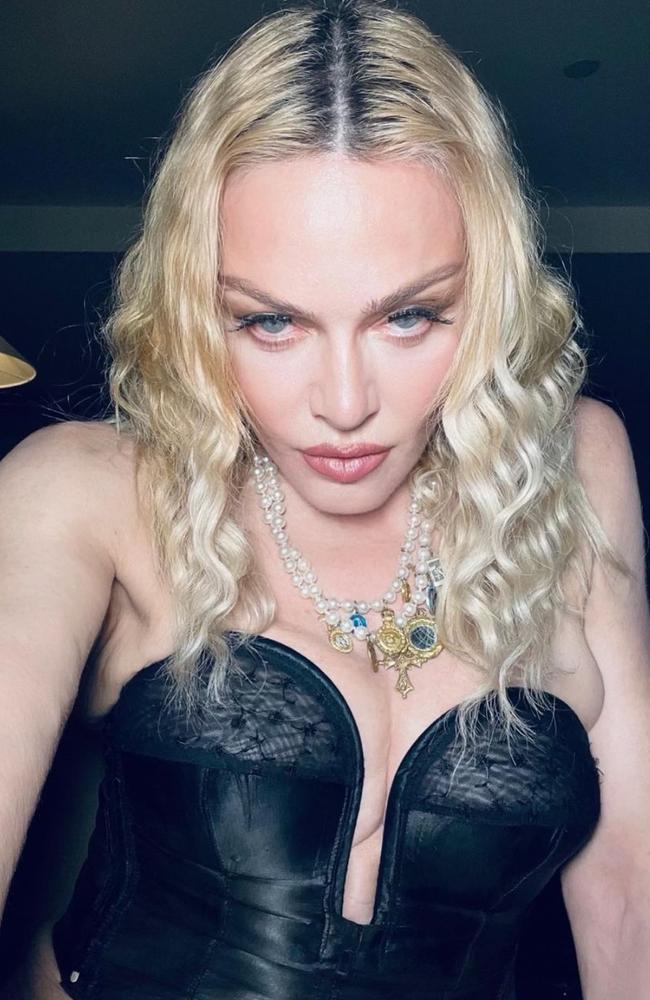 She also rocked a black corset in her photos. Picture: Madonna/Instagram