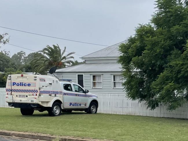 A crime scene was established in Kingaroy on Sunday. Photo: Andrew Hedgman