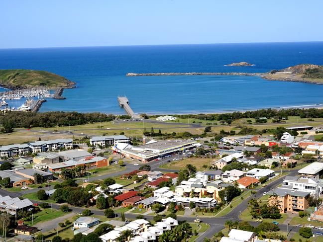 Aerial view of Coffs Harbour jetty, marina and foreshore. Photo: Trevor Veale / The Coffs Coast Advocate