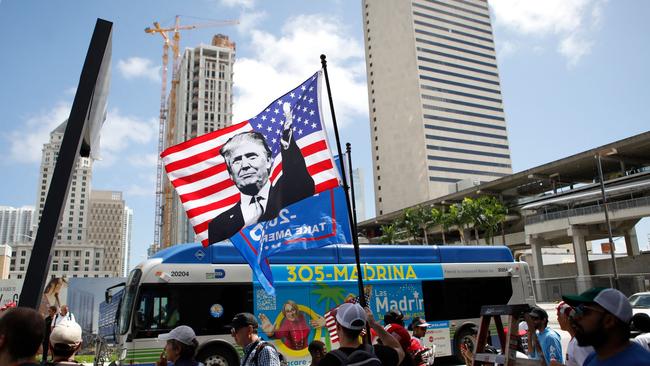 Trump supporters outside the US Federal Courthouse where he was arraigned on charges of mishandling classified documents. Picture: Getty Images via AFP.