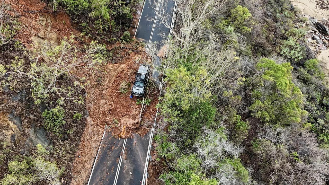 The Captain Cook Highway between Cairns and Port Douglas was severely damaged in several places by floods in mid-December. Picture: Supplied