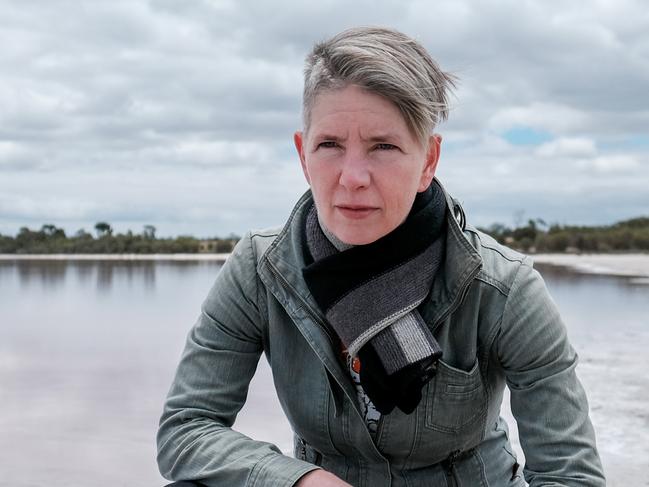 Dianne McGrath at pink lake. Picture: Maya Sugiharto