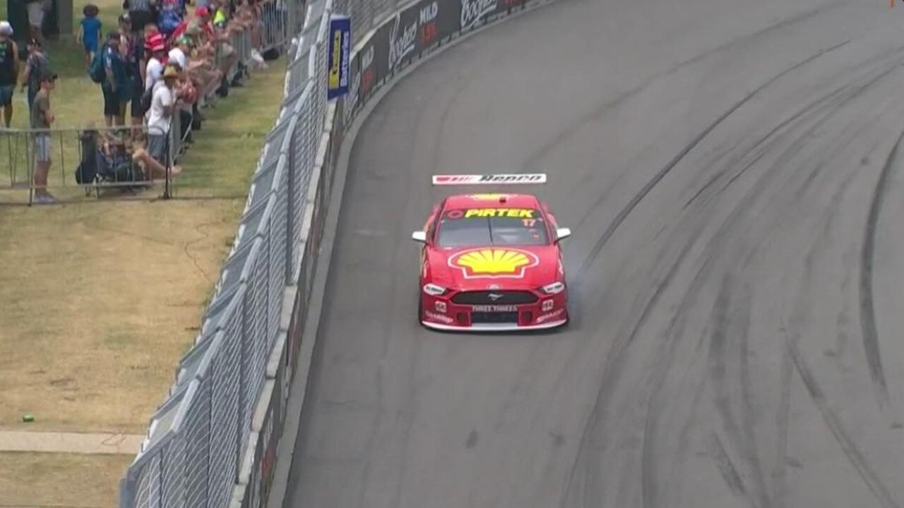 Scott McLaughlin gets crossed up into Turn 11.