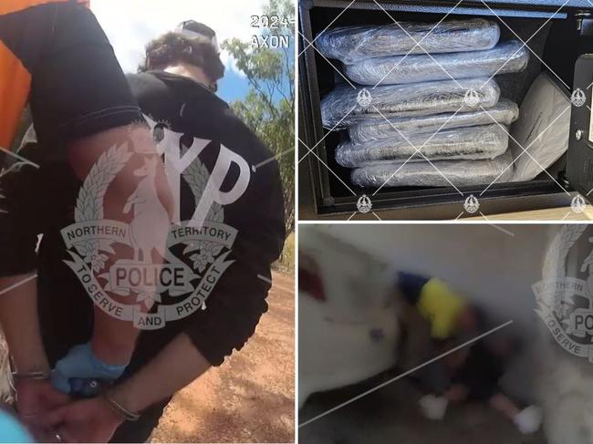 Three men aged in their 20s have been arrested by officers attached to the NTJOCTF's Operation Winfield in relation to the alleged importation of 11kg of meth and cocaine secreted within air cargo at two locations. Picture: NTJCOTF