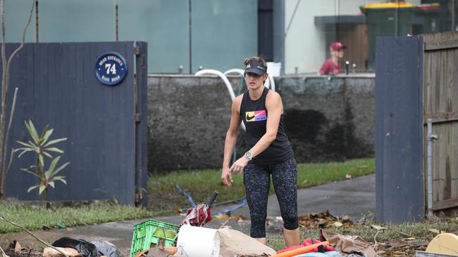 Cleaning up in Vincent St, Auchenflower. Picture: Annette Dew