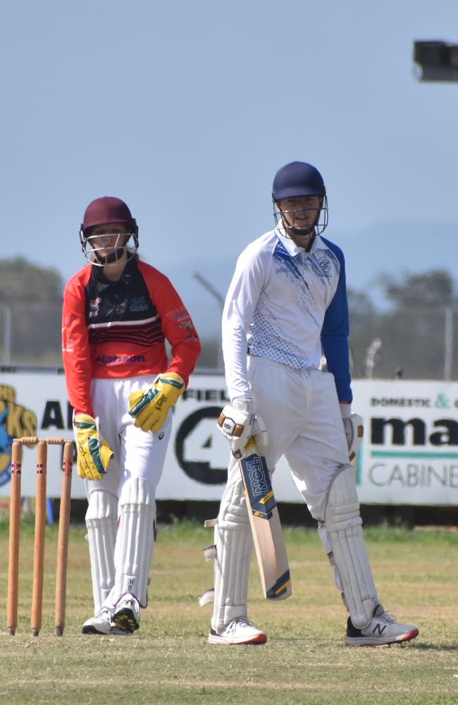 Proserpine U15s cricketer Grady Turner scores 101* in the Mackay Cricket Association competition, October 23, 2021. Picture: Matthew Forrest