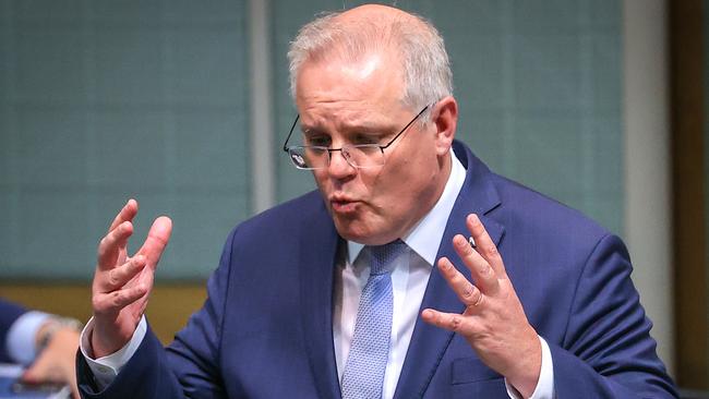 Prime Minister Scott Morrison speaks during Question Time in the House of Representatives at Parliament House. Picture: Getty