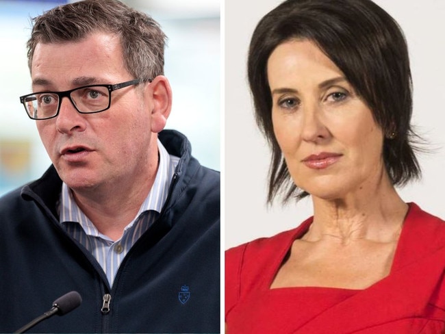 Daniel Andrews and Virginia Trioli. Picture: NCA Newswire; ABC