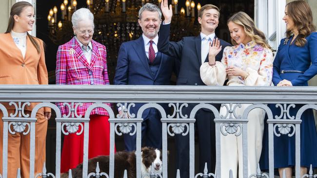 They were joined by an adorable intruder. Picture: Martin Sylvest Andersen/Getty Images