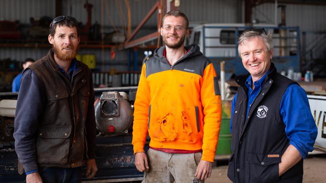 Sam Heagney (right) with some of the staff at the farm.