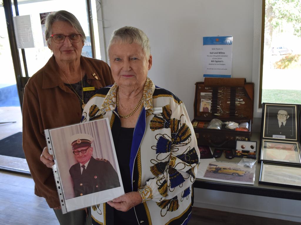 Sisters Wilma Langton and Gail Condie at the 100 year celebration of the Springsure Ambulance Station at the Springsure Golf Club on Saturday, May 22. Their father William (Bill) Ogston was one of the first officer's in charge of the Springsure station.