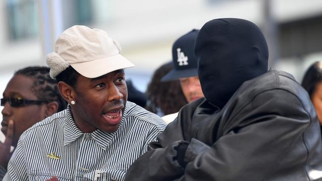 Rappers Tyler, the Creator and Kanye West attend the Hollywood Walk of Fame star ceremony for US singer Charlie Wilson. Picture: AFP