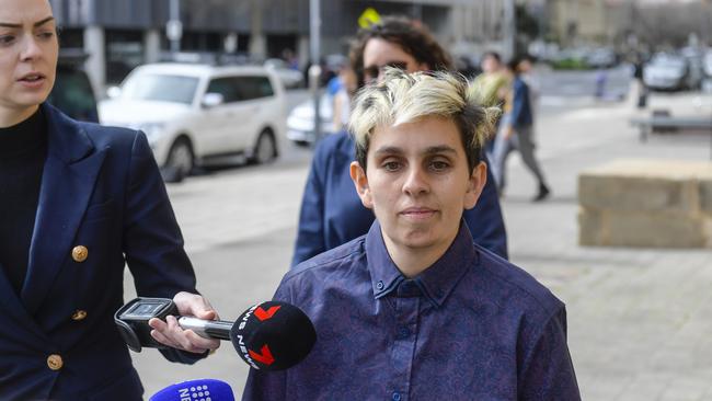 Letiticia Fortune leaving the Adelaide Magistrates court (currently on bail) over an alleged plot to kill a man. Picture: NewsWire/Roy VanDerVegt