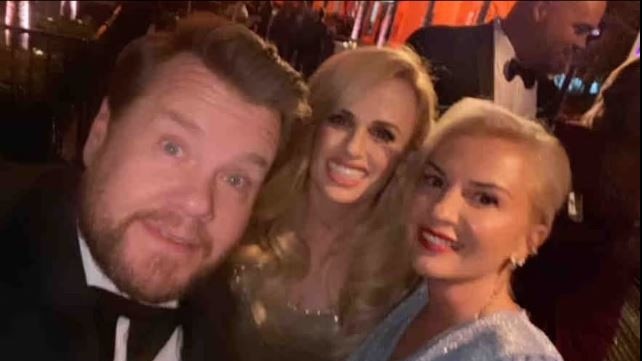 Rebel Wilson pictured with girlfriend Ramona Agruma, and James Cordern at the Oscars. Picture: Instagram