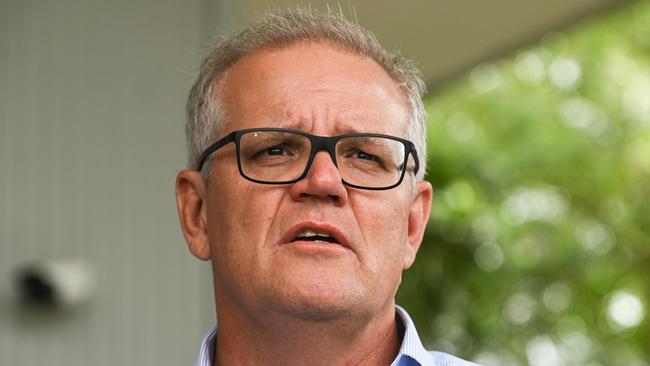 Prime Minister Scott Morrison speaks to the media. Picture: NCA NewsWire / Flavio Brancaleone