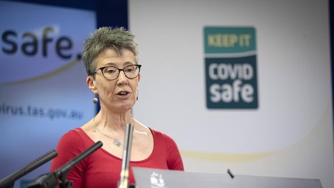 Deputy Director of Public Health Emergency Operations Centre Dr Julie Graham during the Covid update at Hobart. Picture: Chris Kidd