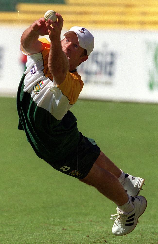 Jonty Rhodes taking a catch at full stretch was a familiar sight.