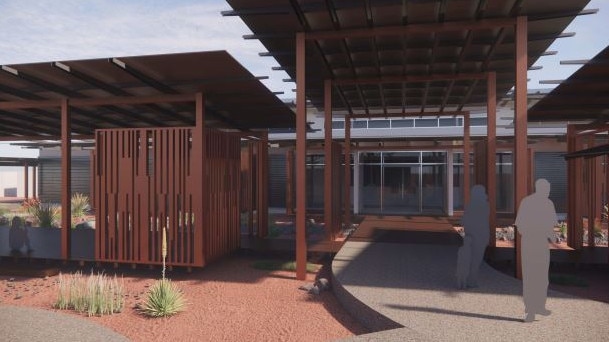 Render of the new $20m Gunbalanya Health Centre and morgue, which will also include a ‘renal ready room’ suitable initially for self-dialysis, with likely uptake unknown. Picture: Hames Sharley