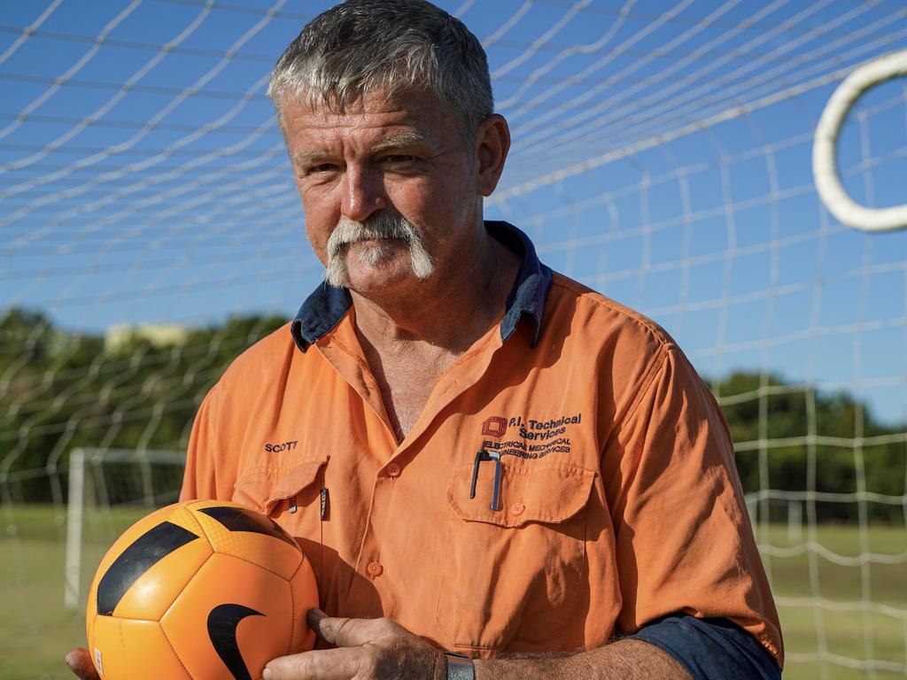 Soccer mad Mackay father of five Scott Mealy is retiring as president of the Mackay Regional Football Zone after 17 years in the role. Picture: Heidi Petith