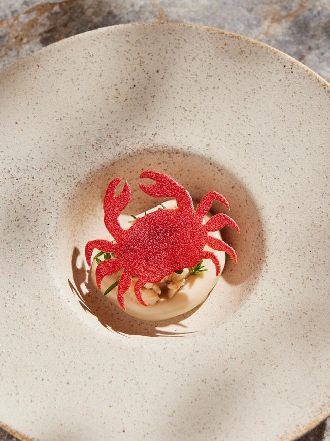 Supplied Editorial Crab, cauliflower and bush tomato at Maxwell restaurant, McLaren Vale