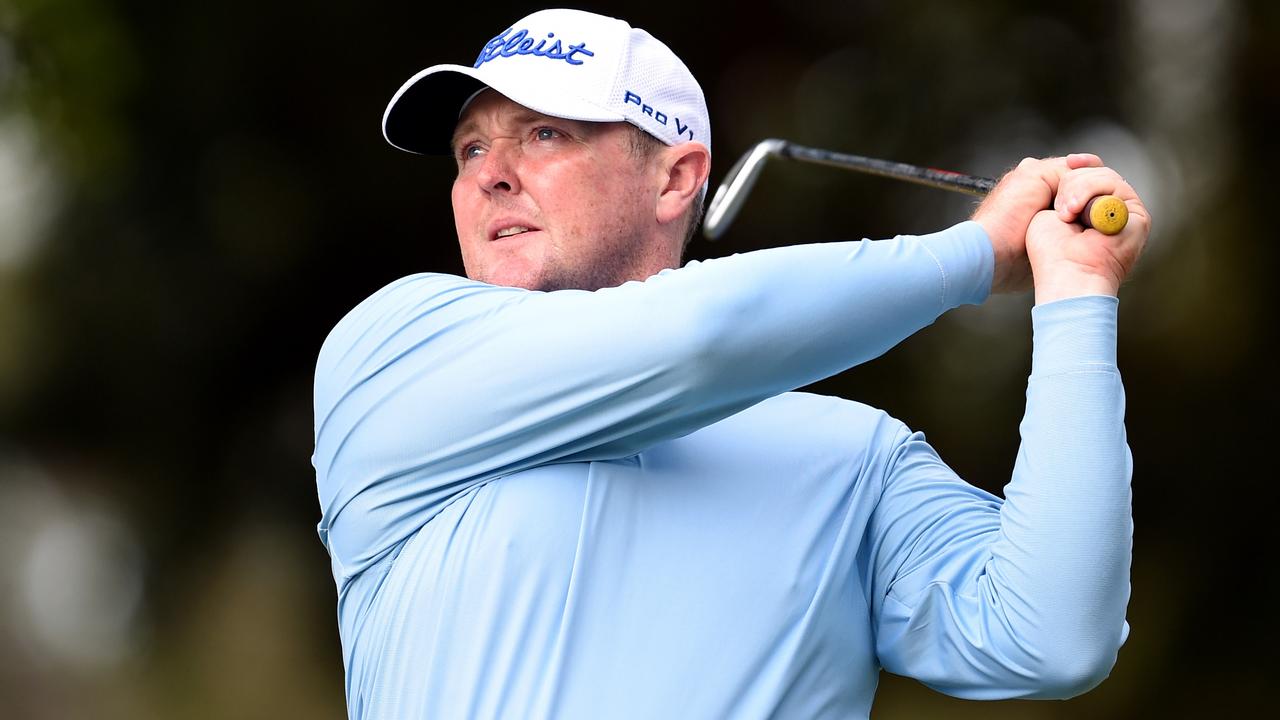 Jarrod Lyle tees off in the Australian PGA Championship in late 2016. Picture: AAP
