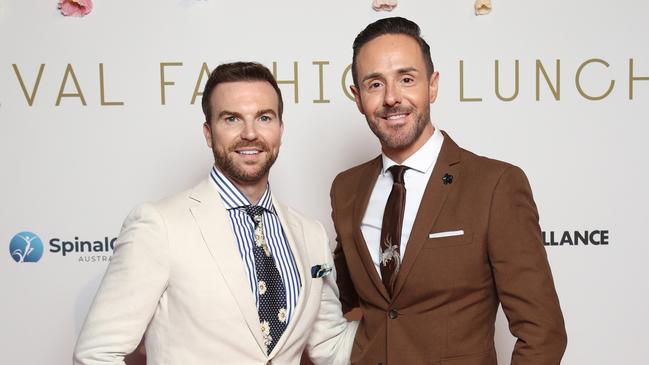 Michael Brown and Donny Galella attend the Everest Carnival Fashion Lunch at Royal Randwick on October 6. Picture: Don Arnold/Getty Images for ATC