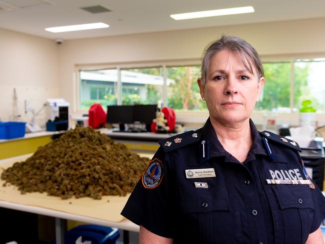 Drug and Organised Crime Squad Detective Superintendent Kerry Hoskins with some of the cannabis seized during Operation Medina. Photograph: Che Chorley