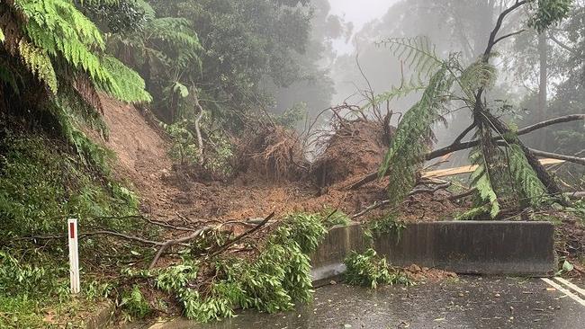 Landslides near Kangaroo Valley left the town cut-off for days in March 2022. Picture: Transport for NSW