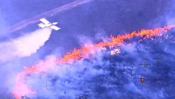 An aerial view of the bushfire sweeping Tara, October 2023. Picture: QFES