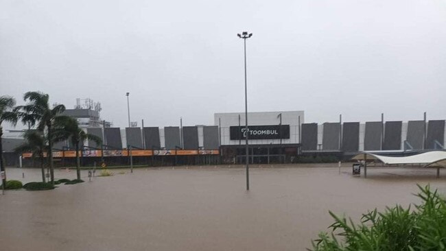 Flooding at Toombul shopping centre. Picture: Aaron Symonds