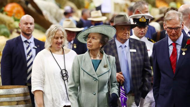 Her Royal Highness Princess Anne, The Princess Royal viewed fresh produce while opening the Sydney Royal Easter Show on her three-day visit to Sydney. Picture: Mark Metcalfe/Getty Images